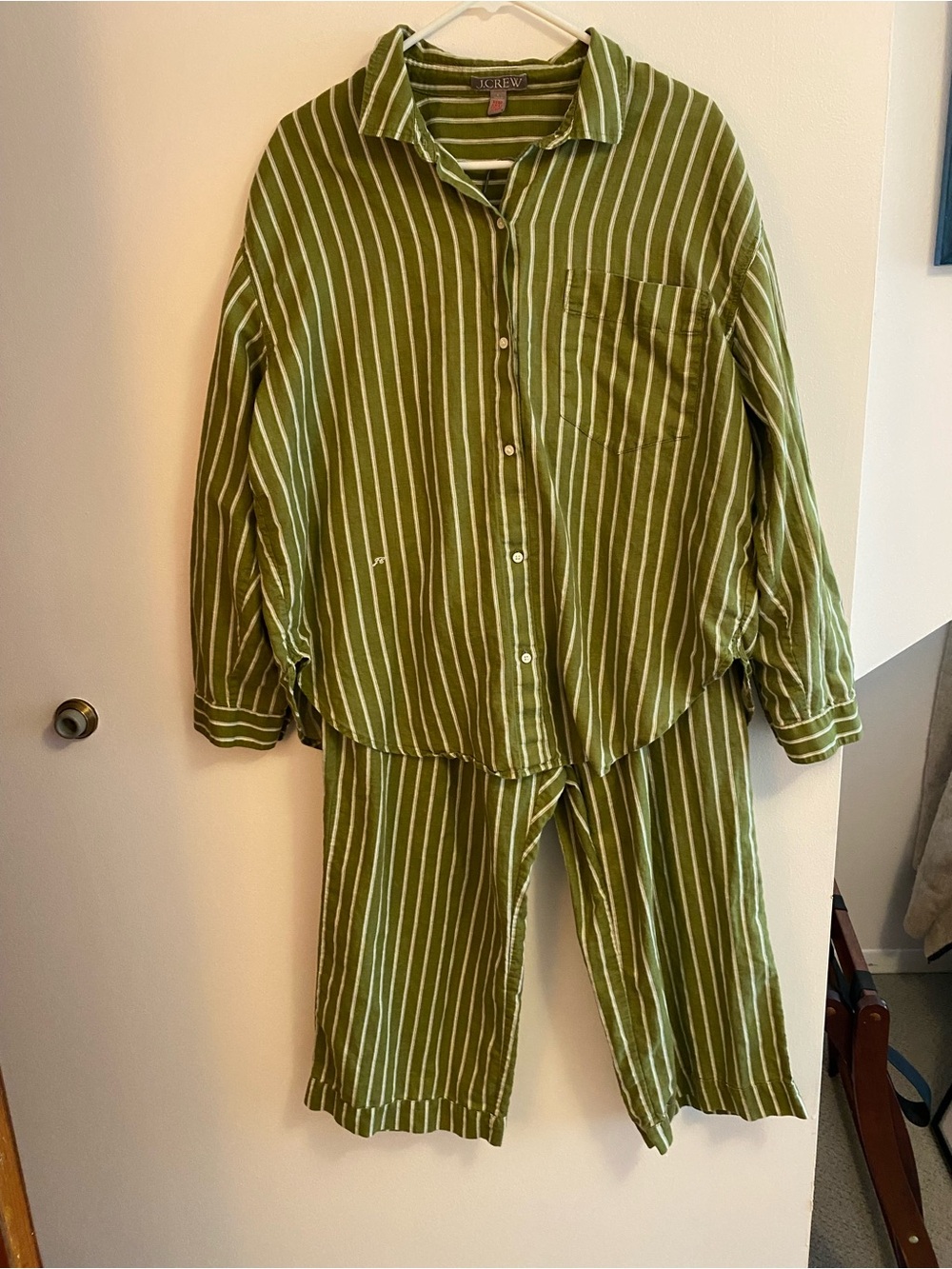 J. Crew Olive Green Linen Set